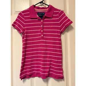 Y2K American Eagle Vintage Polo Top Pink Stripe Preppy Bella Swan Mean‎ Girls